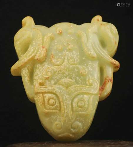 Chinese old natural jade hand-carved statue dragon pendant