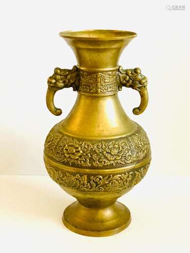 BEAUTIFUL 20TH CENTURY CHINESE BRASS ARCHAIC ANCIENT URN/ VA...