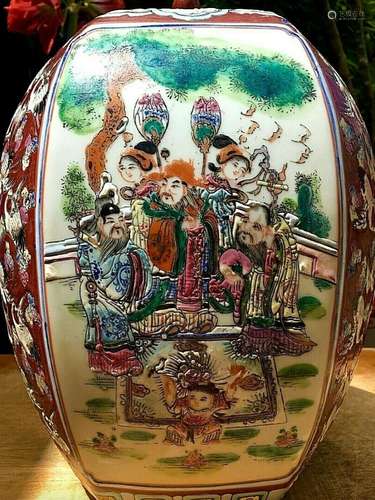 ANTIQUE CHINESE PORCELAIN JAR/VASE JIAQING 19th C. WUCAI GLA...