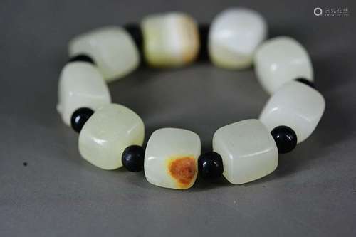 Delicate Chinese Natural Jade Elastic Bracelet A1