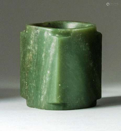 Jade068 Antique Chinese sage green jade zun, possibly Wei Dy...