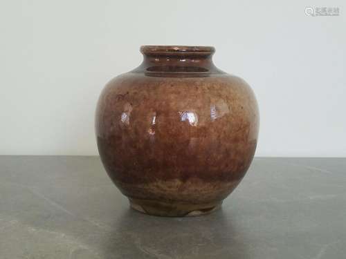 Chinese Brown Glazed Porcelain Jar Pot - Qing