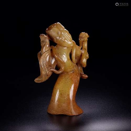 And Tian Shan dancing figurines, jade oil moisten, carved ex...