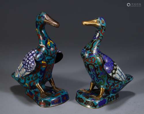 , cloisonne duck a pairSize, single long 11 8.5 high 16 cm w...