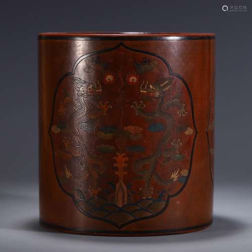 Dragon pen container, lacquerSize, diameter of 17 18.5 weigh...