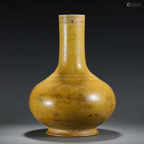 , yellow glaze dragon bottleSize, 33.3 22.7 cm in diameter w...