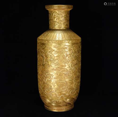 Embossed gold dragon bottle, 68 x 28,