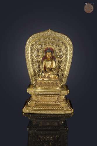 Precision casting copper gold shakyamuni Buddha statue32 cm ...