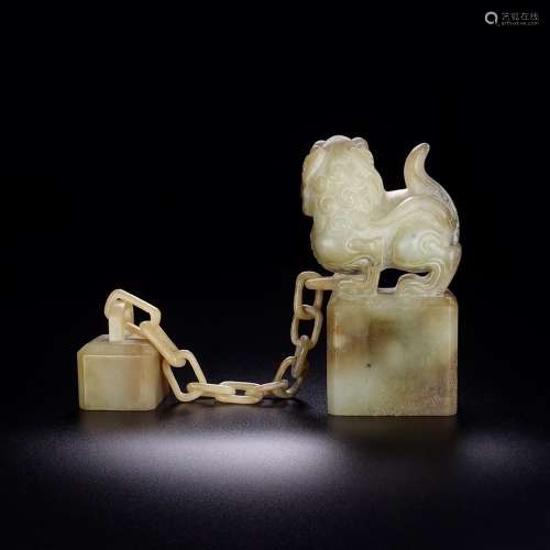Chapter and Tian Shan lion shape, the quality of the jade is...