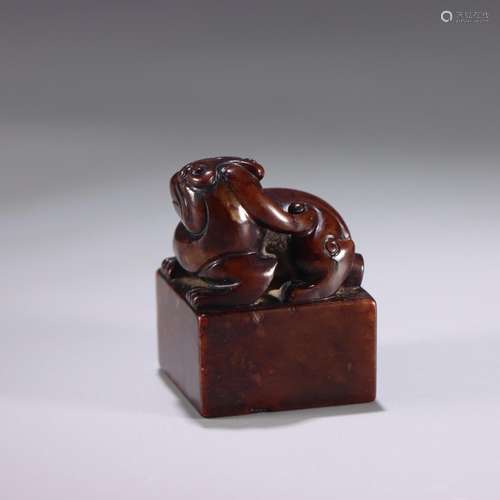 : hetian jade seal the mythical wild animal knobSize: 3.3 cm...