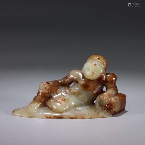 : hetian jade, furnishing articlesSize: 8.8 cm long, 3 cm wi...