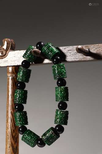 Jade, barrel bead volume grass grain hand stringSpecificatio...