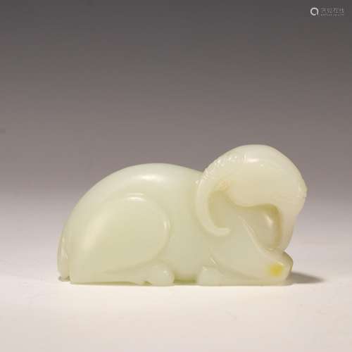 A, hotan jade lying sheepSize: 7.2 cm long, 2.6 cm wide, 4 c...