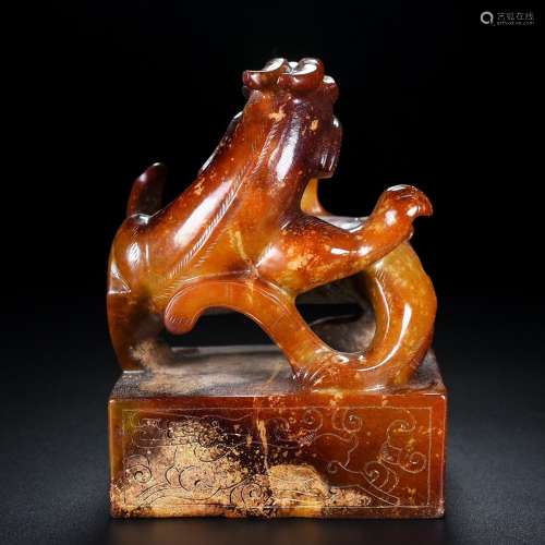 Hetian jade, dragon seal, the quality of the jade is exquisi...