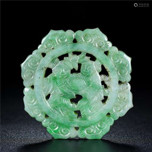 , old jade hollow out their xianpai pendant, color beautiful...