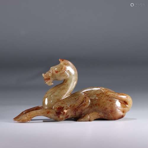 Lie: hetian jade seed makings horse paperweightSize: 15 cm l...