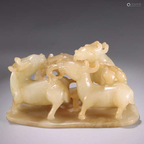 : hetian jade "fu lu shou" sanlu furnishing articl...