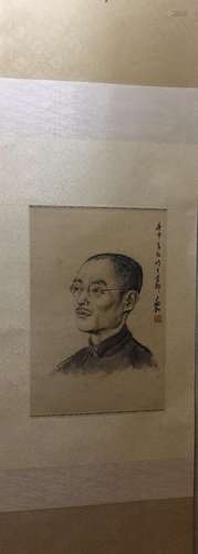 Jiang Zhaohe self-portrait, printed color twill piping verti...