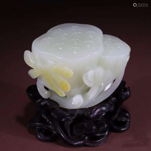 : hetian jade "rising" lotus furnishing articles (...