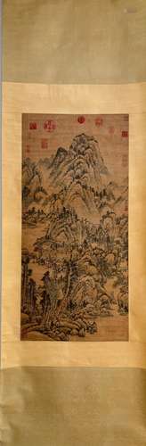 The five dynasties JuRan printed landscape vertical shaftHea...