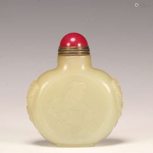 And hetian jade zhang guolao DaoQiLv verse snuff bottlesSize...