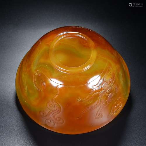 Agate dragon bowl of the sea, material is connected fully, c...