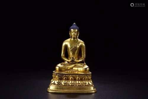 : copper and gold Buddha statueLong and 12.7 cm wide and 8.9...