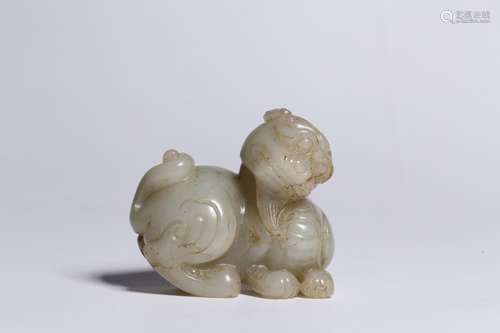 : hetian jade lion play ball furnishing articles107.9 g of 3...