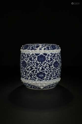 : blue and white lotus flower grain drum stoolSize: 27.6 abd...