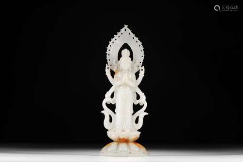 Six arm, hetian jade guanyin stands resembleSize: 8.6 x5.4 x...