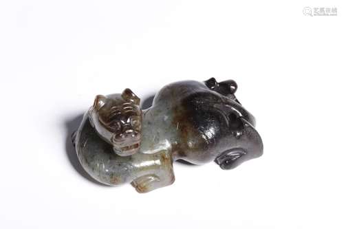 : hetian jade therefore put a tiger51.2 grams, 5.6 CM long 3...