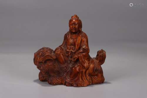: yellow rosewood manjusri bodhisattva statuesLong 13 cm wid...