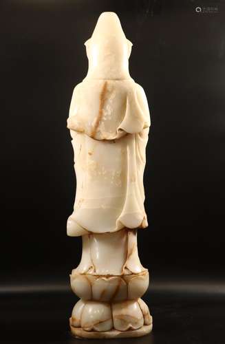 Hetian jade goddess of mercySize, 105 * 28 * 18 cmHetian jad...