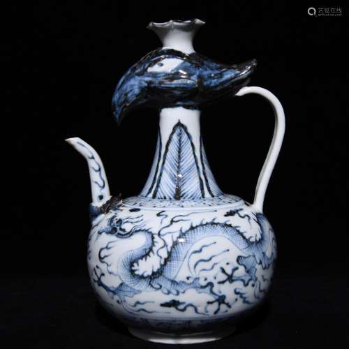 Blue and white dragon phoenix in the first pot of 23 x16. 5 ...