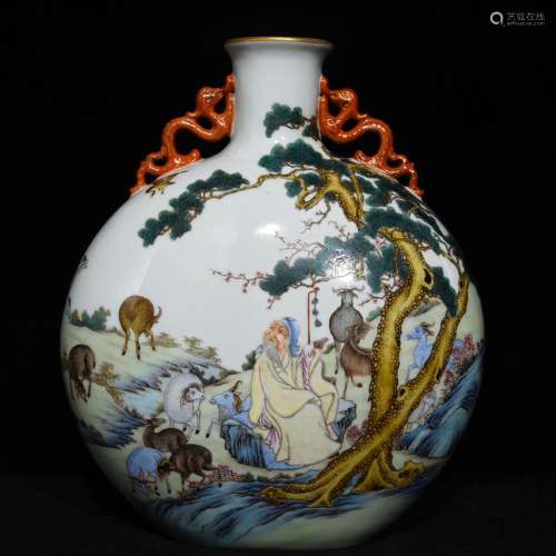 Pastel Su Wu shepherds flat bottle, with a pair of high and ...