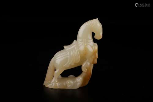 Furnishing articles, hotan white jade horseSize: 6 x 3 x 9 c...