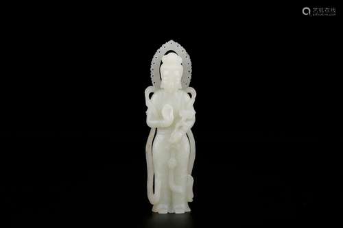 Hetian jade guanyin stands resembleSize: 5 * 2 * 17 cm weigh...