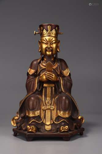 The jade emperor: copper and gold statue20 cm long, 16 cm wi...