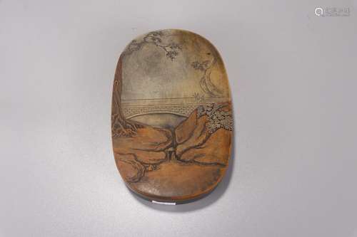 : the scenery scenery songhua inkstone16.5 cm long, 11 cm wi...