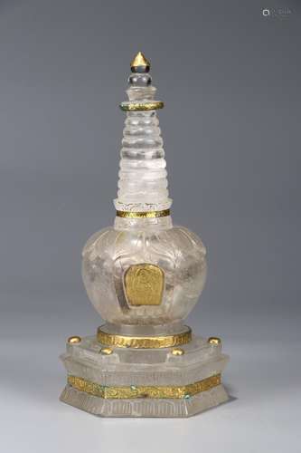 The crystal stupas plated with gold23 cm diameter up to 10 c...