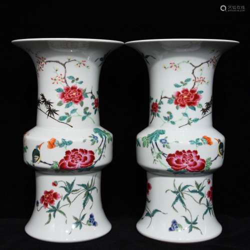 Powder enamel grain flower vase with high 32.8 diameter of 1...