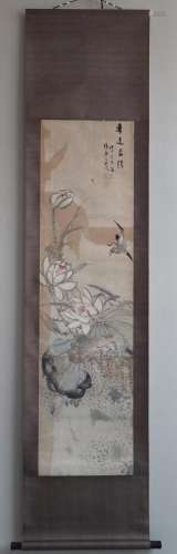 Kingfisher, Li Sheng lotusSize, 137 * 36 cmLotus lotus kingf...