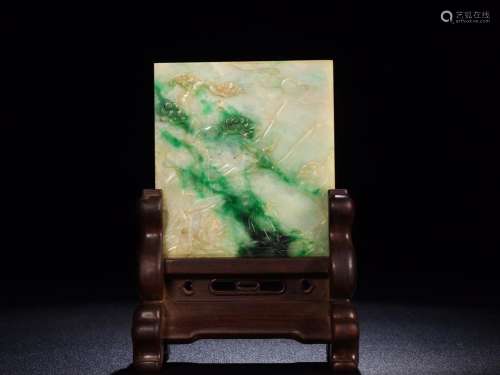 : jade, "pine crane live" plaqueSize: 16.7 cm wide...