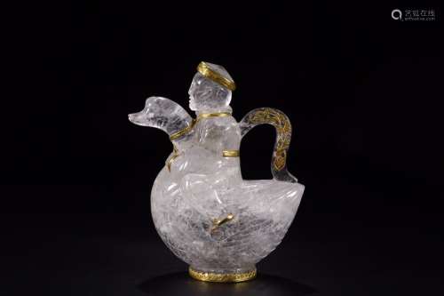 : crystal pot boy play goose plated with goldSize: 16 cm wid...