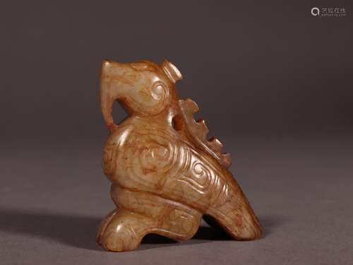 , ancient jade to a birdSize: 5.4 cm wide and 5.3 x 2.1 cm w...