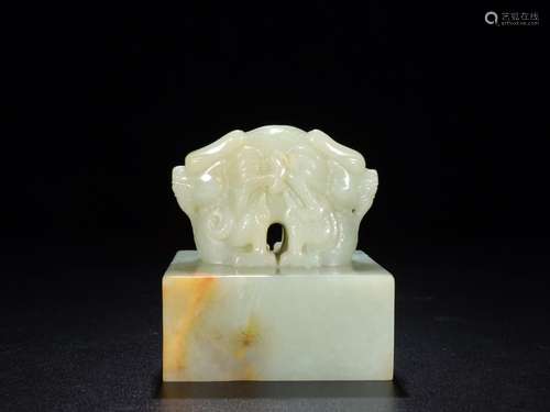 :emperor , hetian jade ssangyong button sifang decreeSize: 8...