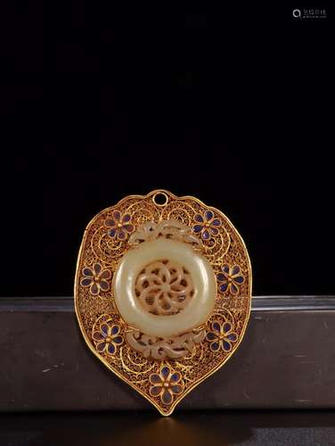 : silver and gold filaments inlaid jade wear ornamentsSize: ...