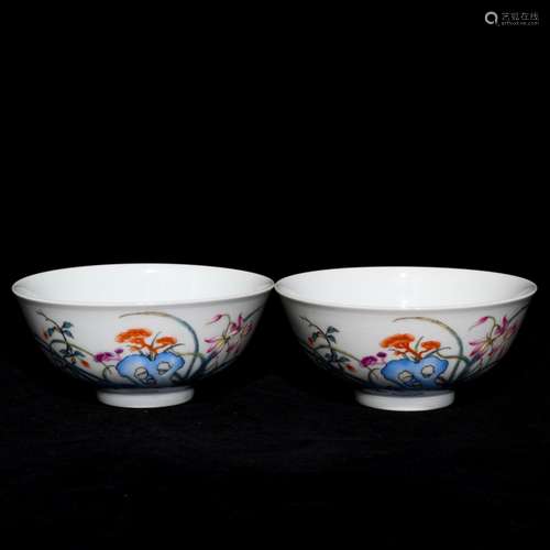 Ganoderma powder enamel orchid flowers green-splashed bowls,...