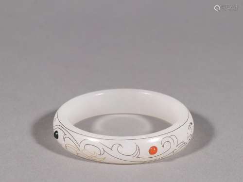 Hetian jade silver-inlaid grain bracelets.Specification: art...