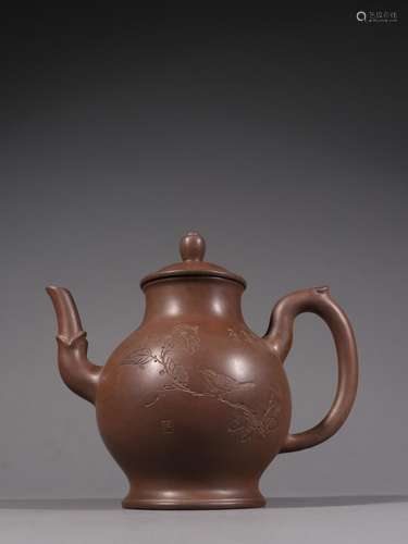 Zhu can violet arenaceous carved flowers and birds grain tea...